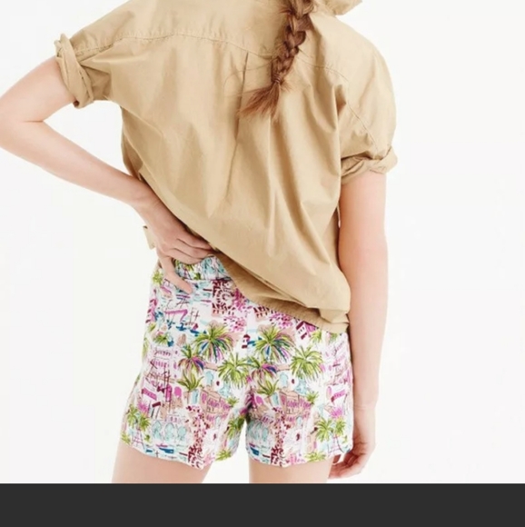 NEW J. Crew Sz 10 Linen-Tencel sailor short harbor print high waist buttons - Picture 2 of 5